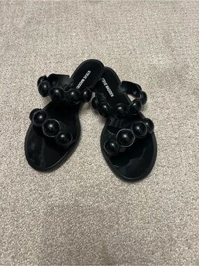 Steve Madden Black Bubble-Strap Jelly Slide Sandals Size 7